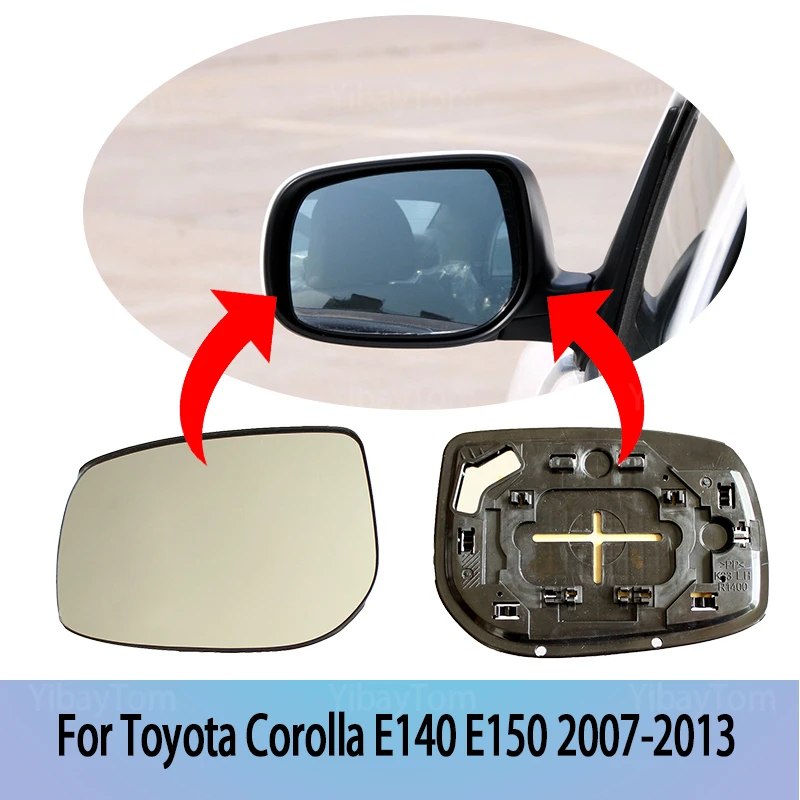 Side View Exterior Replacement Left & Right Car Rearview Mirror Glass for Toyota Corolla E140 E150 2007-2013