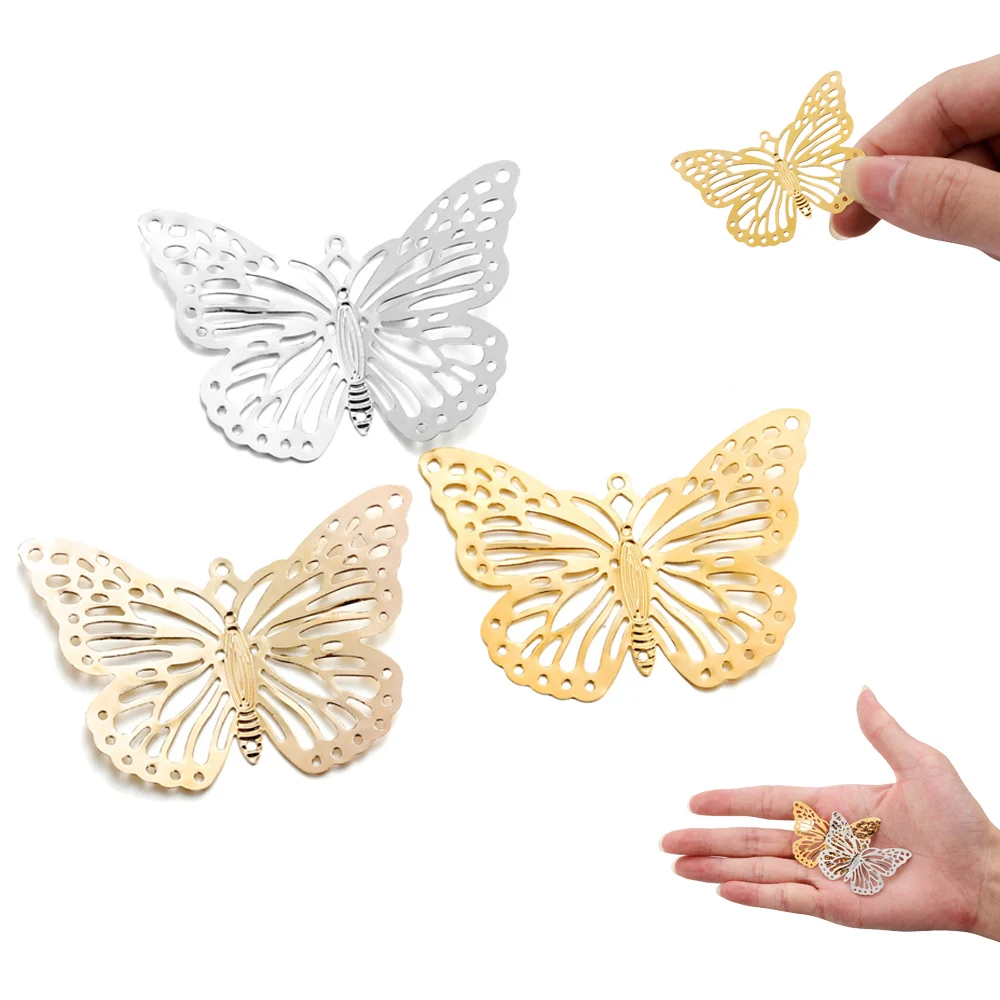 20/30Pcs/Pack Copper Butterfly Filigree Wraps Gold Pendant Etched Embellishments Charms For DIY Bracelet Necklace Jewelry Making