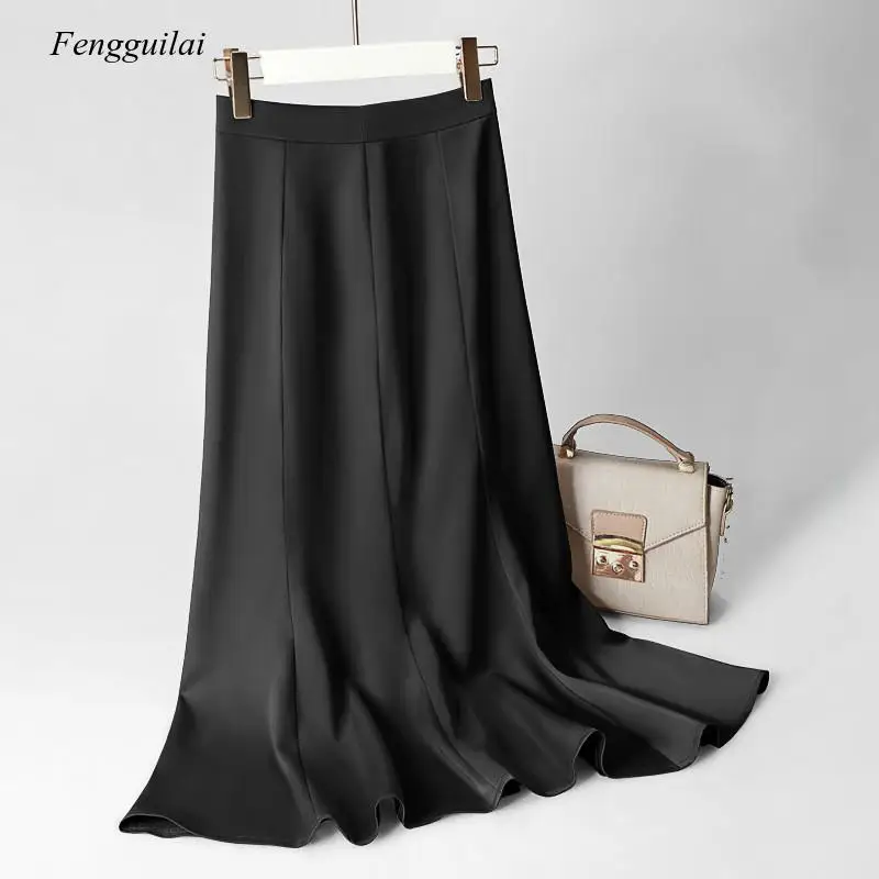 2021 New Acetic Acid Skirt Women's Summer New Silk Satin Lift Up Hip Fishtail Slim One Step Solid Color Skirt