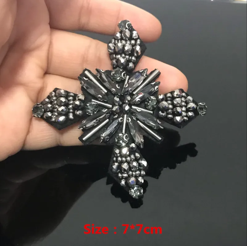 Hand-nail bead clothing patch bag DIY auxiliary materials heavy industries cross 3D snowflake patch hand decoration applique