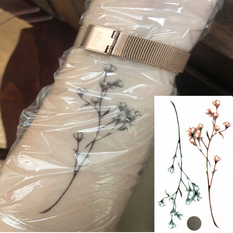 Water Transfer Tattoo Tree Branch Lavender Flower  Body Art Waterproof Temporary Fake  for Adults Couples