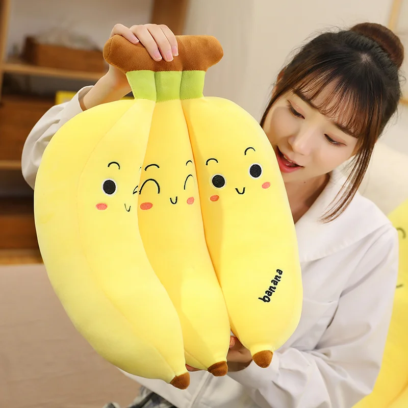 35-70cm criativo dos desenhos animados banana travesseiro de pelúcia kawaii sofá almofada brinquedo do bebê bonito boneca de pelúcia crianças brinquedos de frutas presente do miúdo