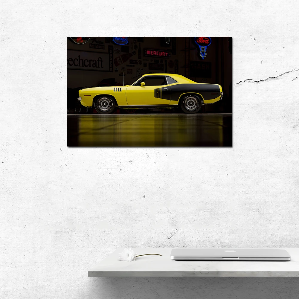 1971 Plymouth Hemi Barracuda Classic Car Photo Wall Art Gifts Poster and Print Canvas Paintings For Bedroom Home Decor