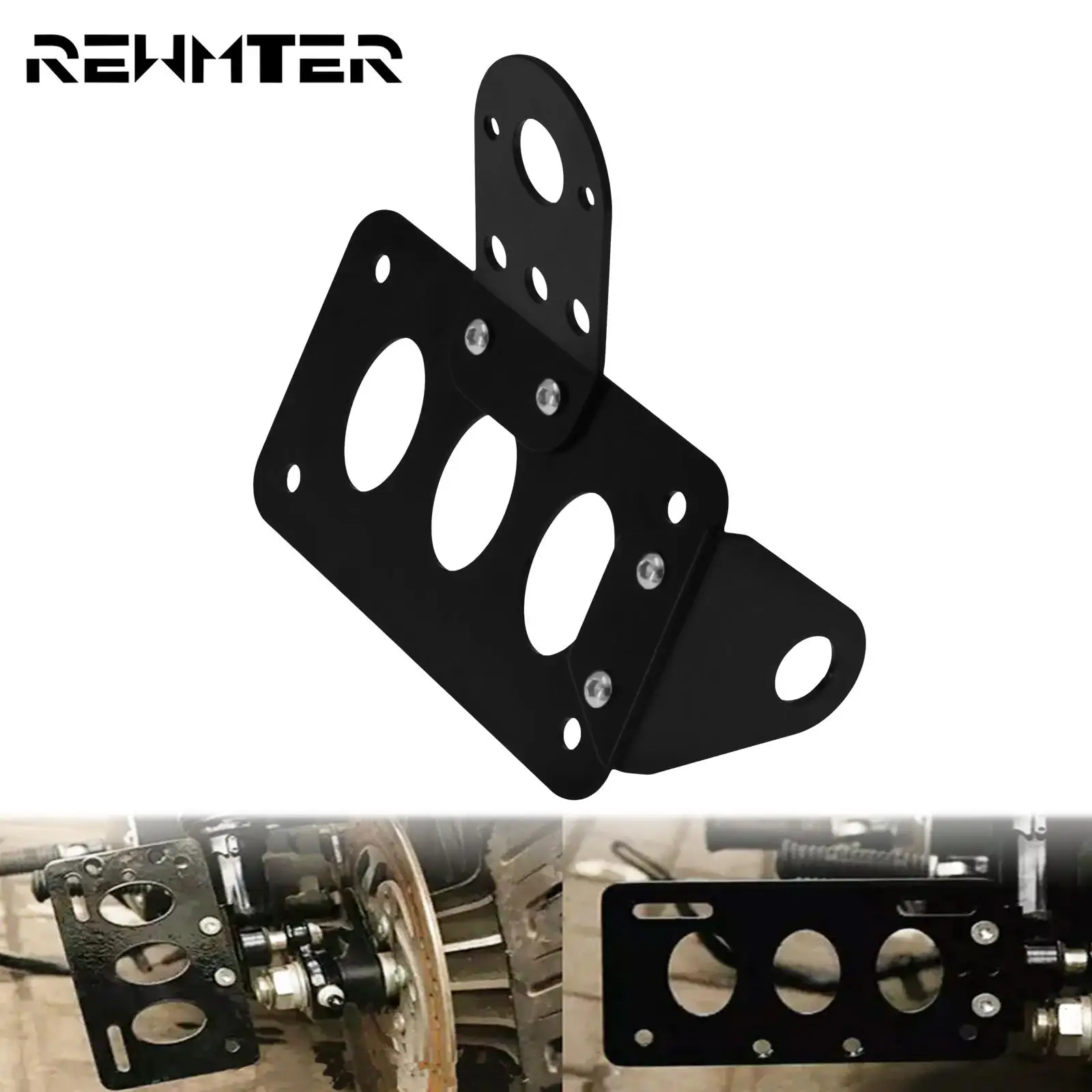 Motorcycle Universal Retro Side Mounted Tail Light Frame License Plate Holder License Bracket Black For Harley XL Bobber Chopper