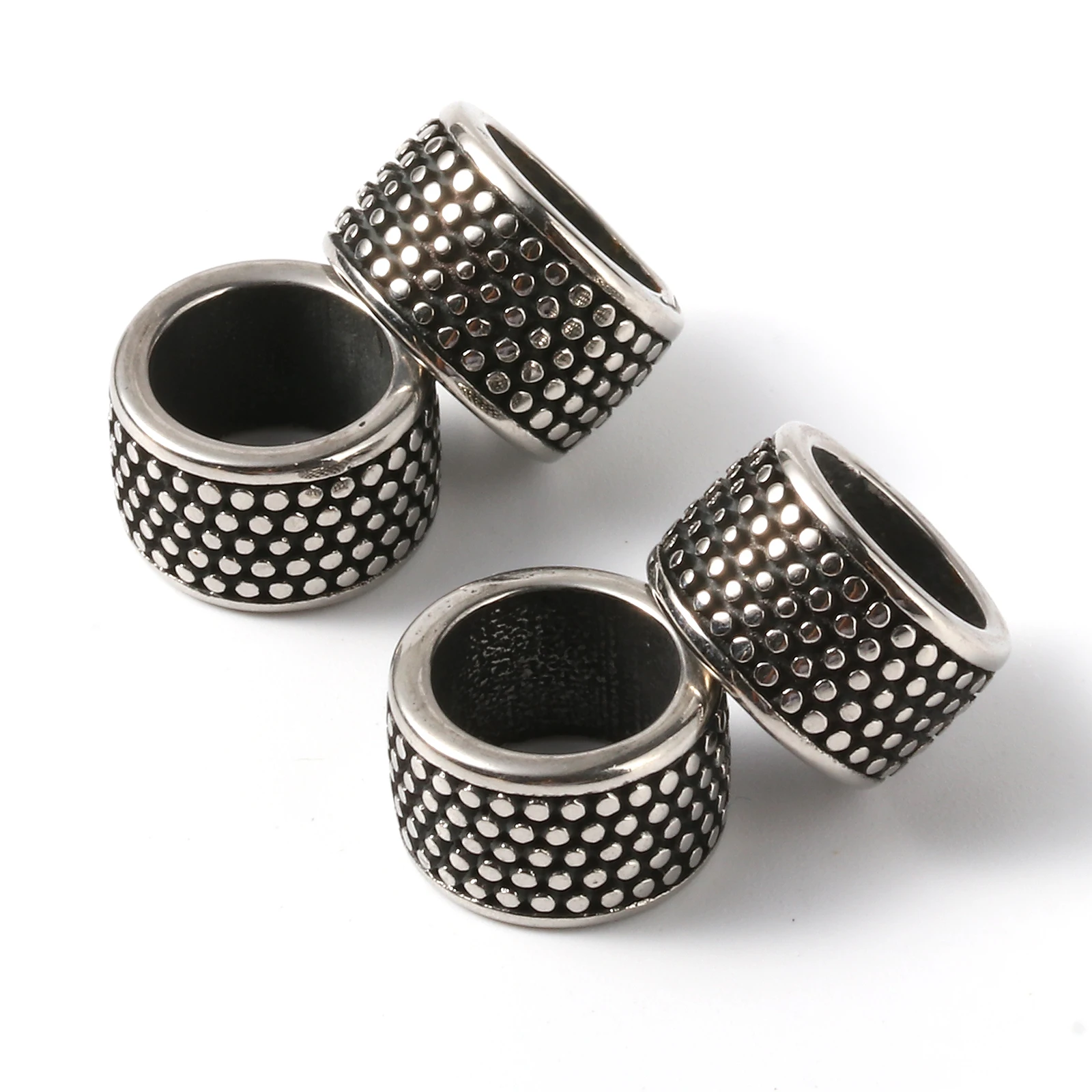 2 PCs Stainless Steel Beads Round Gunmetal Dot Beads for Jewelry DIY Making 12mm Dia., Hole: Approx 8.3mm