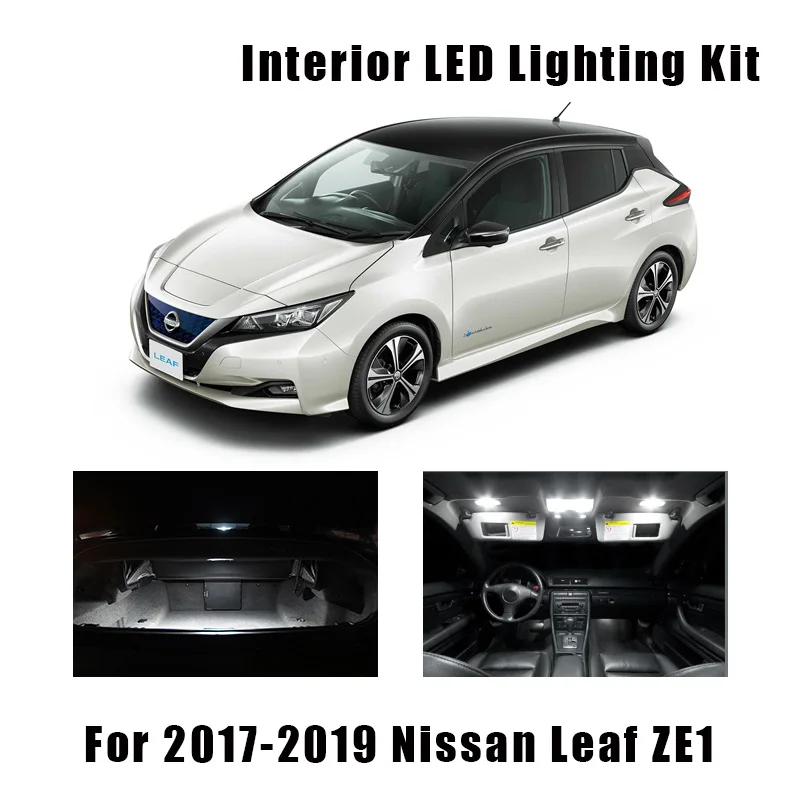 8pcs White Canbus Error Free Interior LED Bulb Map Dome Roof Light Kit For 2017 2018 2019 Nissan Leaf ZE1 Accessories Car Lamp