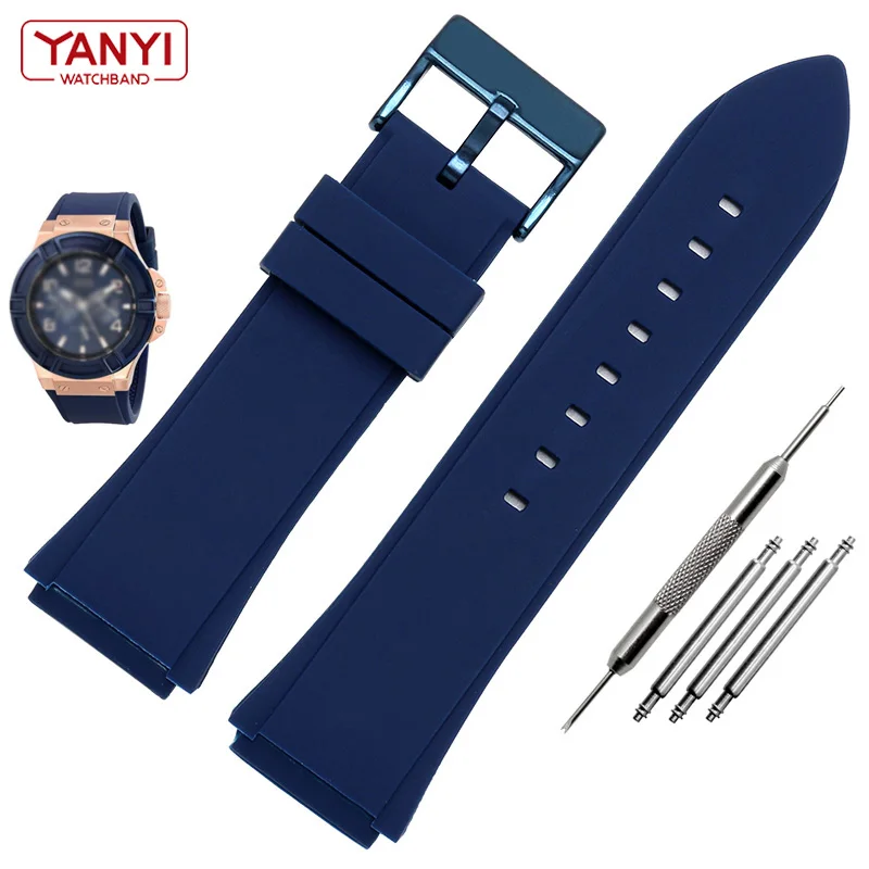 Rubber watchband 22mm Blue color Silicone Rubber bracelet for guess W0247G3 W0040G3 W0040G7 watches band brand sport watch strap