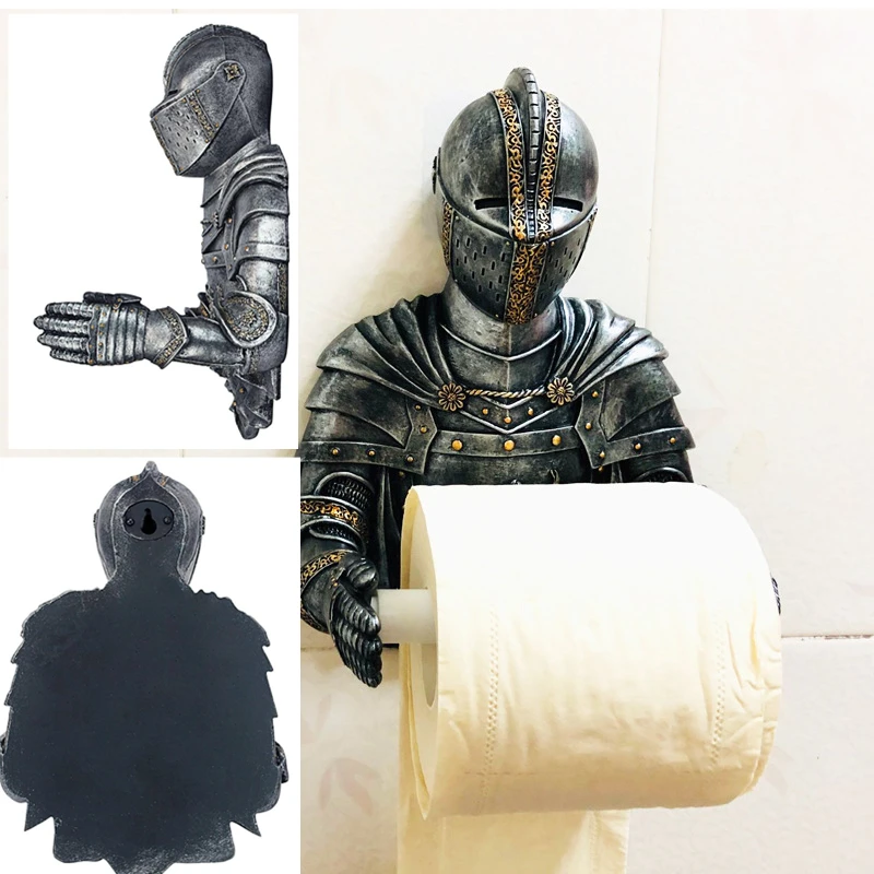 Knight Tissue Holder Style Sucker Wall Hanging Knight Creative Kitchen Roll Paper Tissue Box Toilet Roll Stand