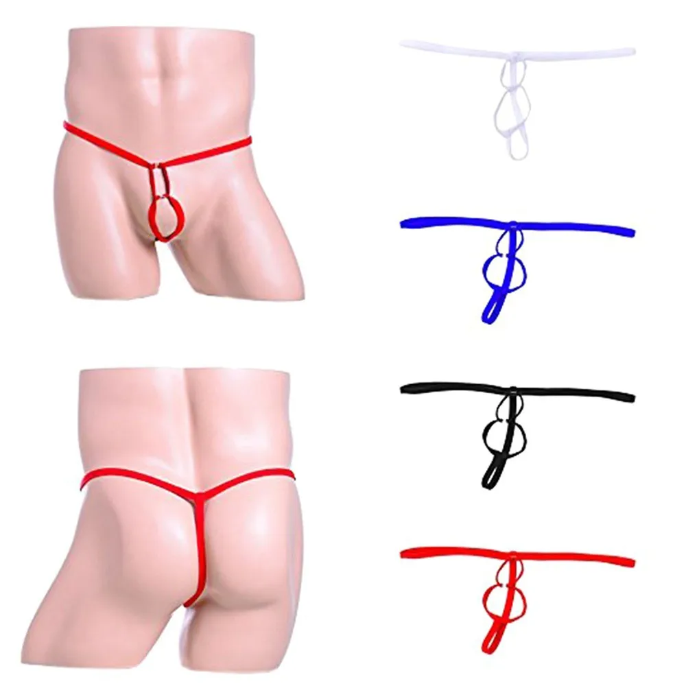 T-Back G-string Front O-ring Mens Sexy Thongs Briefs Underpants Men Penis Hole Underwear Cock Ring Gay Sex lingerie Open Crotch