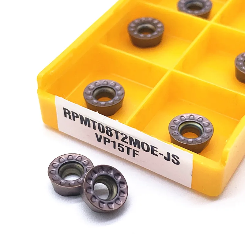 10PCS คาร์ไบด์แทรก RPMT08T2 MO VP15TF เครื่องมือตัดเครื่องมือ RPMT 08T2 Face Mill เครื่องกลึงโลหะ CNC