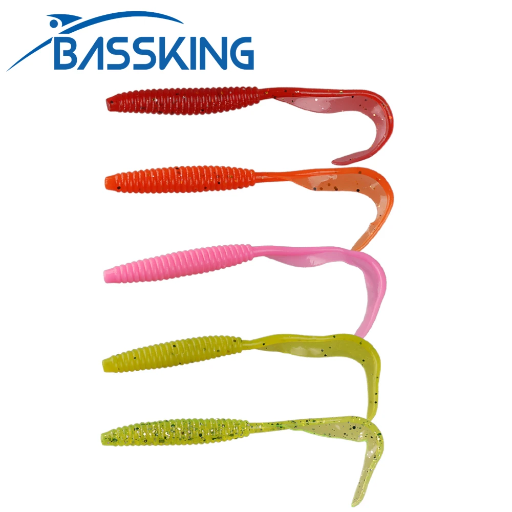 

BASSKING 135mm Soft Lure Worm Baits Flexible Long Tail 5 Colors Silicone Earthworm Worms Lifelike Fishing Lure 6pcs/Pack