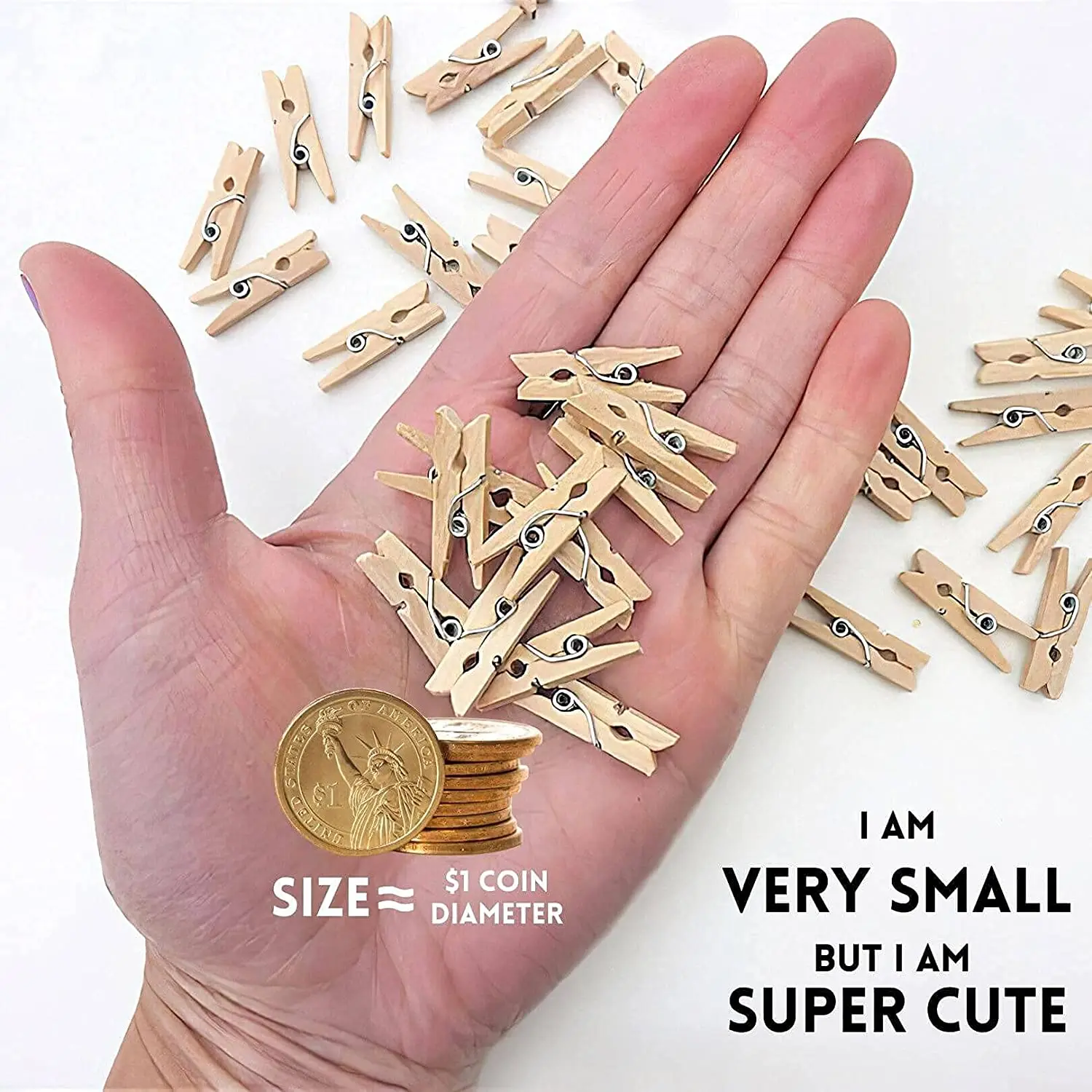 Natural Mini Size Wooden Clips Clothes Photo Clips Paper Clips Portable Wood Craft Clamp 25mm,35mm,45 mm Length