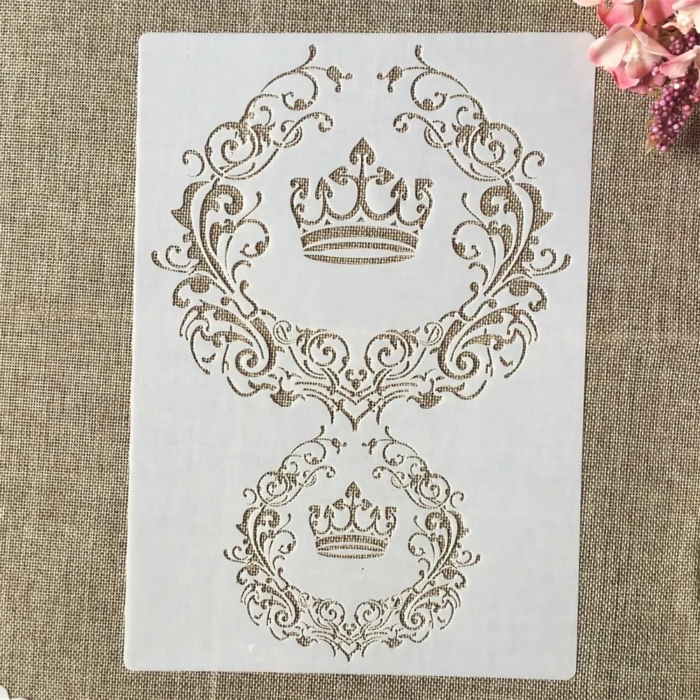 A4 29cm Vintage Coffee Artist Crown DIY Layering Stencils Wall Painting Scrapbook Coloring Embossing Album Decorative Template