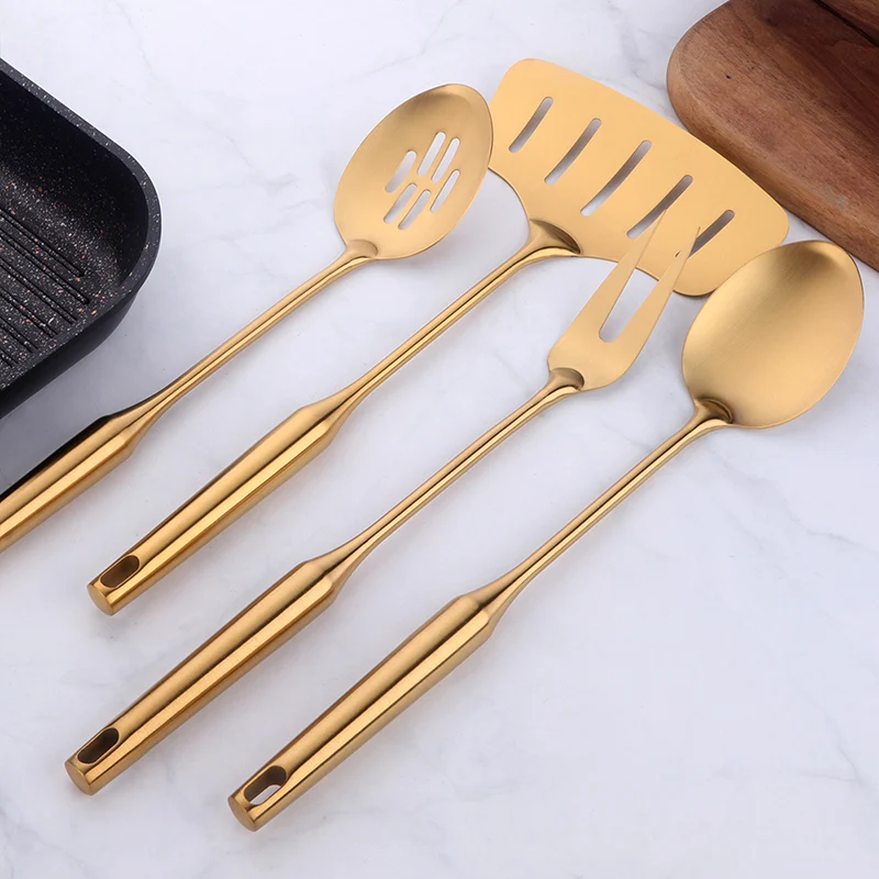 1pcs Stainless Steel Kitchen Tools Gold Cooking Set Spatula Shovel Soup Spoon Turner Tong Kitchen Accessories Kitchenware Gadget