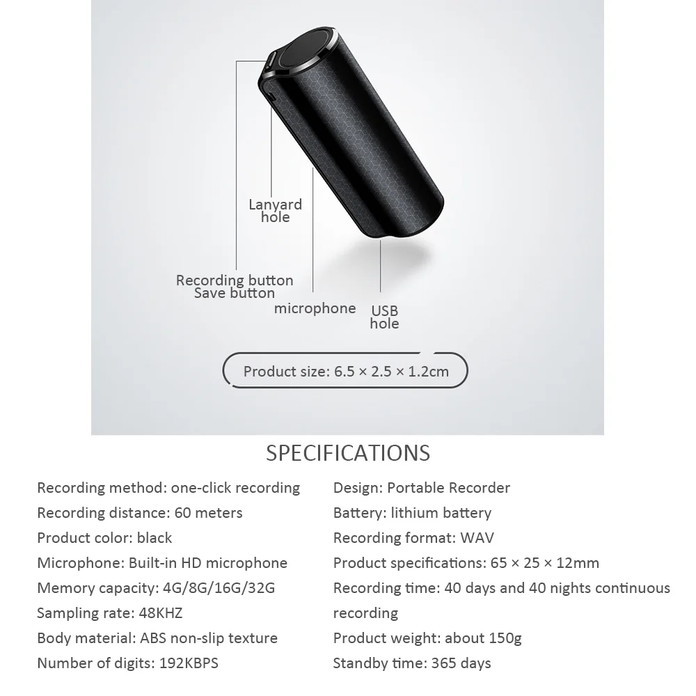 Mini เครื่องบันทึกเสียงดิจิตอล8GB 16GB 32GB 600ชั่วโมงบันทึก USB Professional HD โทรศัพท์เสียงรบกวนลด Remote