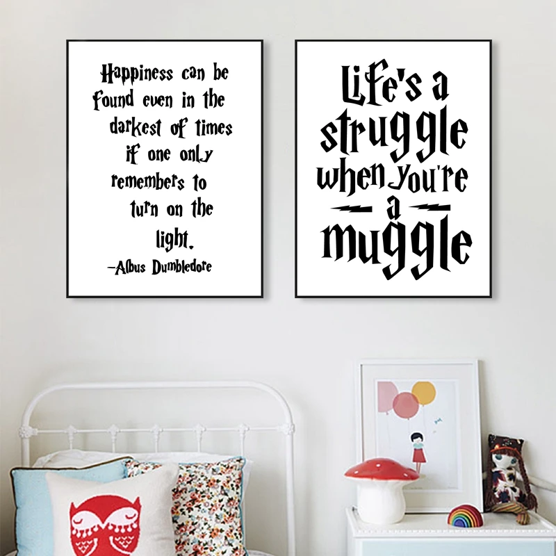 Albus Dumbledore Quote Poster Prints Happiness Can Be Found Canvas Painting Kids Room Wall Art Pictures for Living Room Decor