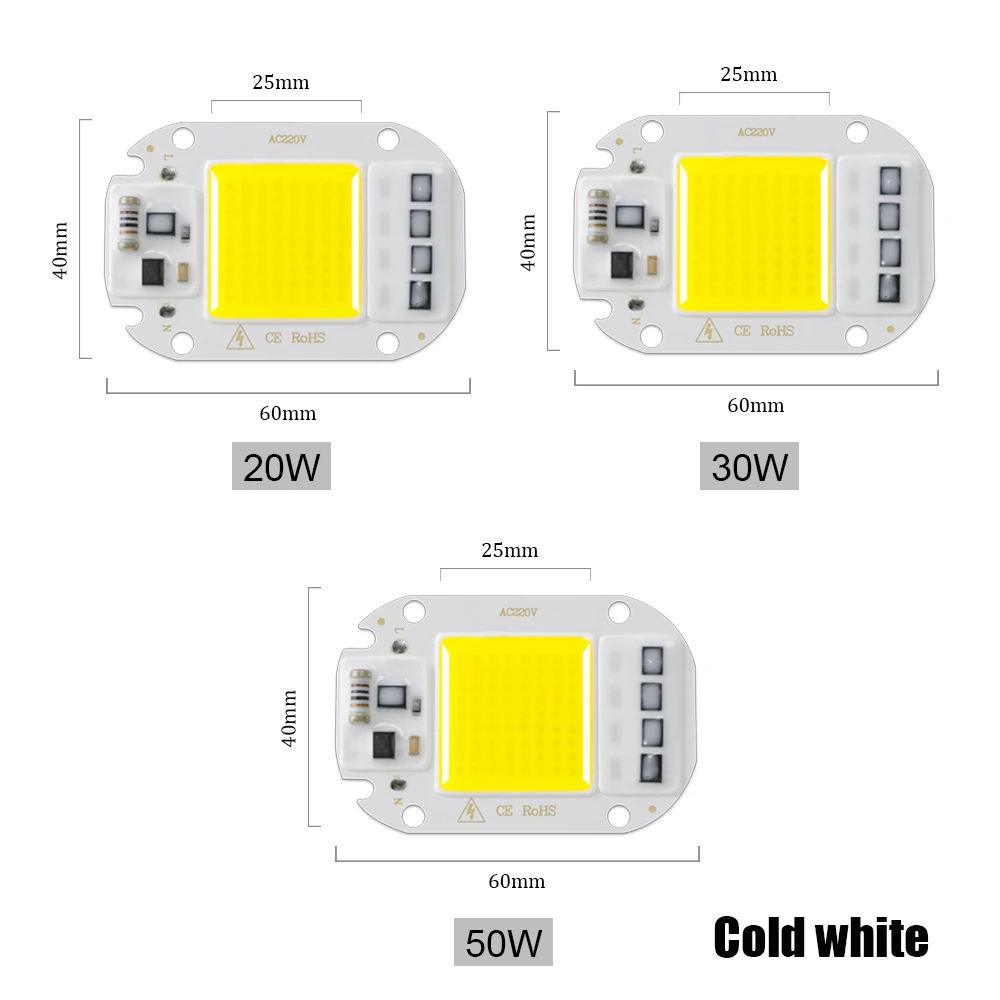 5PCS Smart IC LED DOB Chip AC 220V LED Lamp Light Cover Lens Reflects DIY For LED Grow Light LED Floodlight
