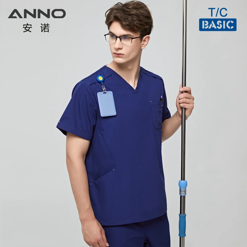 ANNO Medical Scrubs Set New Work Cloths Nursing Uniforms Women Men Nurse Staff Dress Hospital Equipment Supply