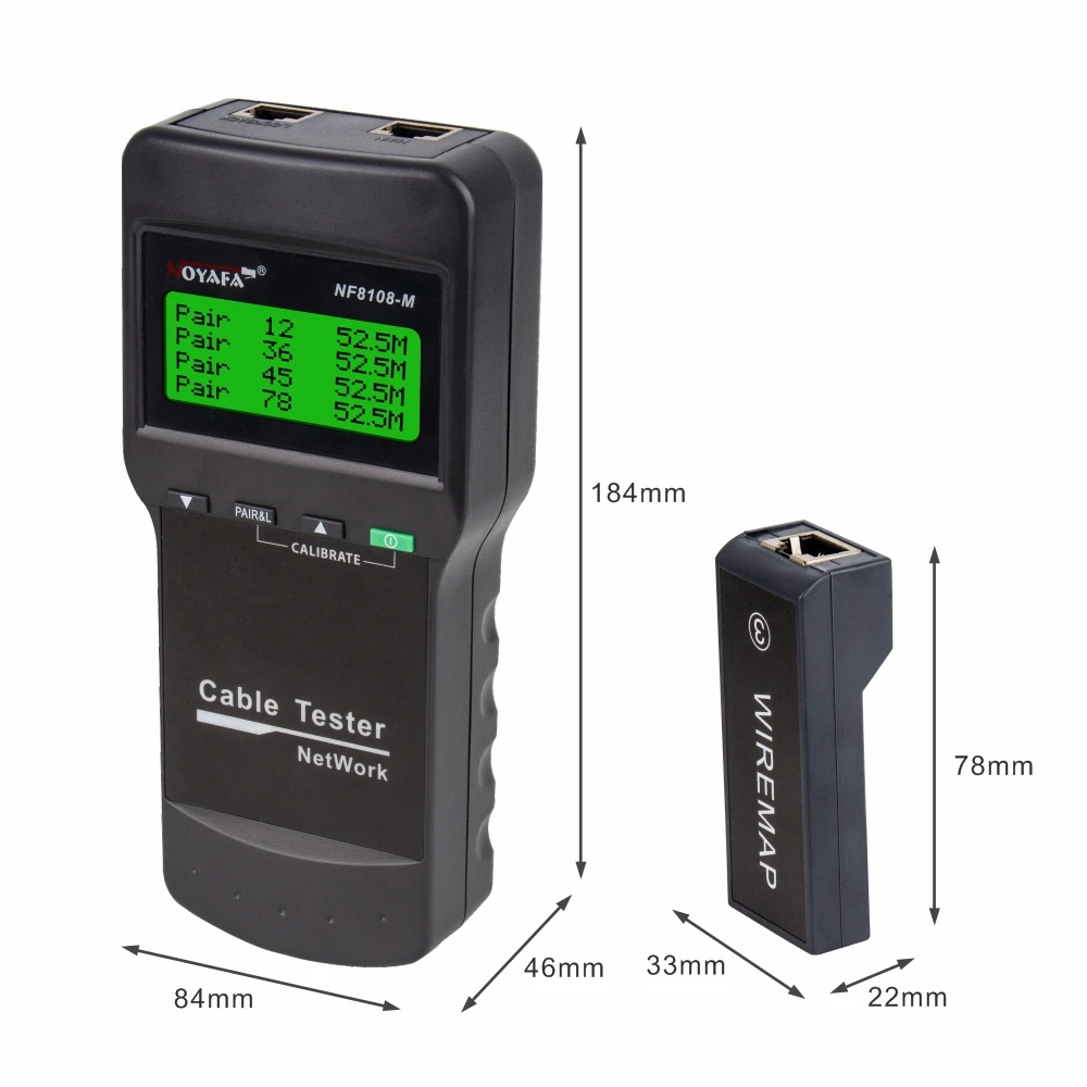 Noyafa Cable Length Tester NF-8108M Network Cable Continuity Testing Cat5E/ 6E UTP STP CAT5 RJ45 With 8 Remote