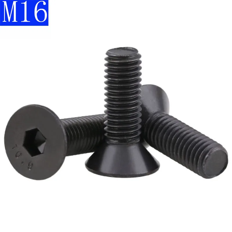 M16 - 2  16mm DIN7991 Black 10.9 Class Alloy Steel Hex Socket Countersunk Head Screw Flat Hex Socket bolts DIN 7991