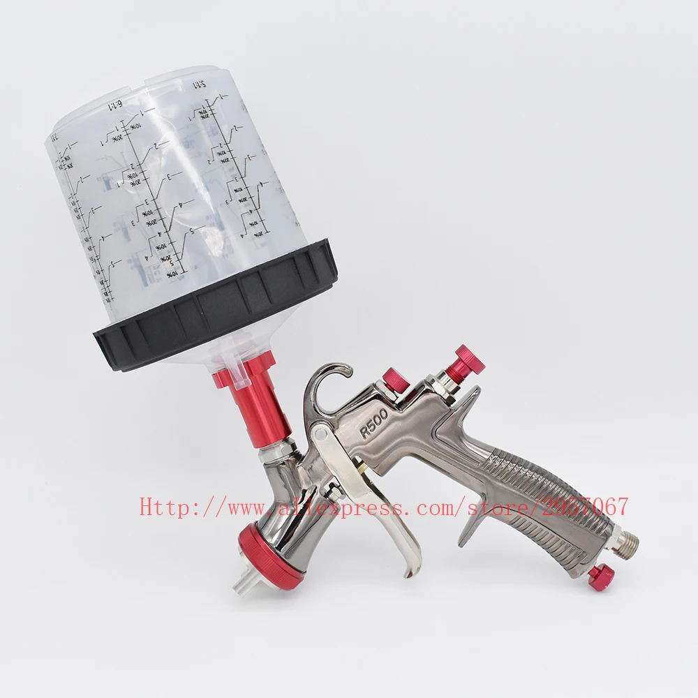 Imagem -02 - Lvlp Pistola de Pulverização Gravidade Pistola 1.3 mm 600cc Copo Manual Pistola com Pistola Acessórios