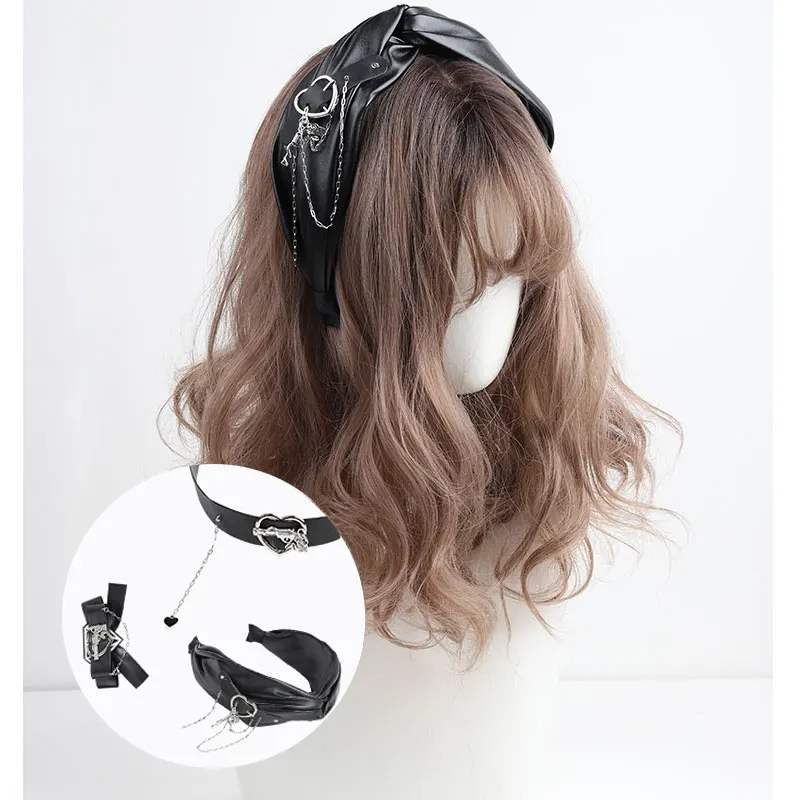 Cool Punk Lolita Headband หวาน Hairband ได้ยิน & Chain