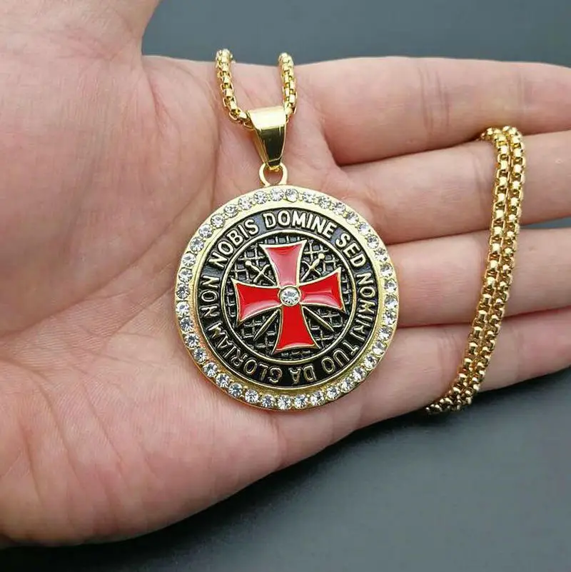 Men\'s Knights Templar Pendant Cross Sword And Shield 316 Stainless Steel Jewelry