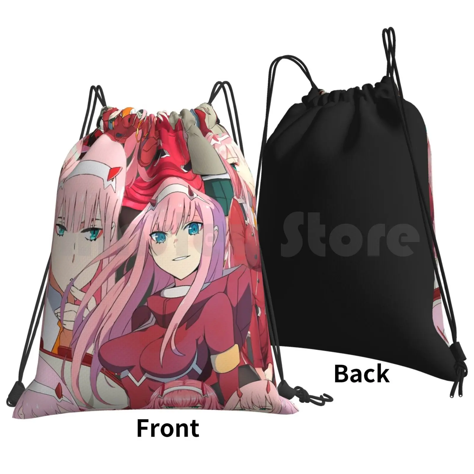 Zero Two Tribute Pattern Backpack Drawstring Bag Riding Climbing Gym Bag 014 015 016 Franxx Zero Two