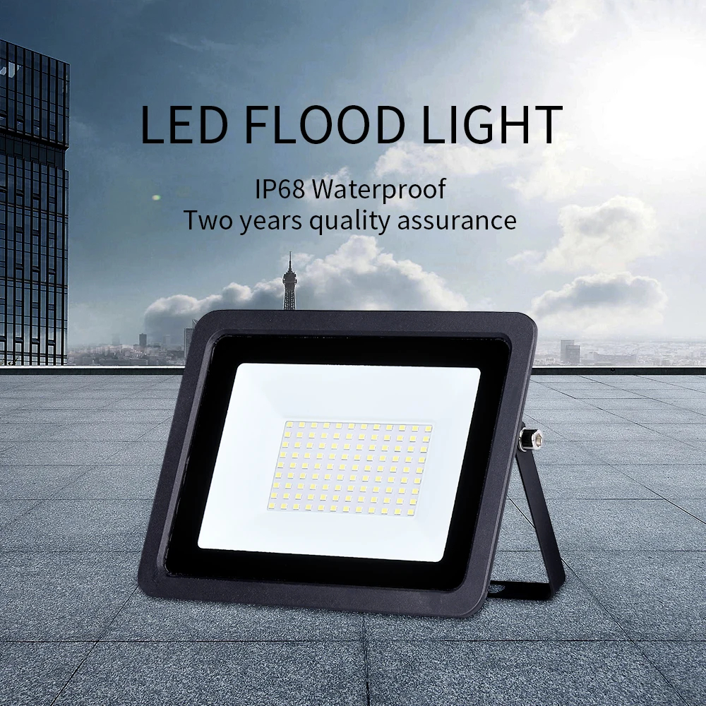 LED Flood Light 100W 50W 30W 20W 10W AC 220V Outdoor IP68 Waterproof Reflector Spotlight Street Light Wall Lamp Garden Lighting