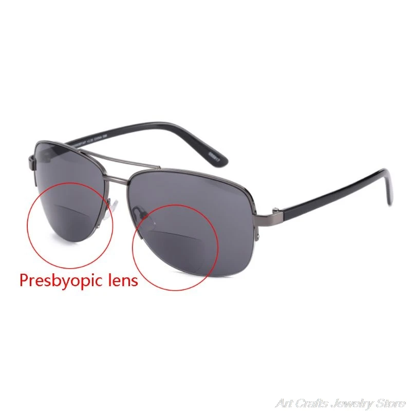 Men Women Bifocal Reading Glasses Sunglasses Sun Readers Half Frame Presbyopic with Diopters +1.0 to +3.5 My25 21 Dropshipping