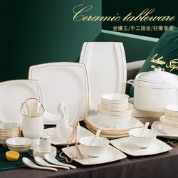 Jingdezhen tableware set hotel ceramic bone china tableware plate plate Phnom Penh ceramic tableware set Bowl Ceramic Bowl