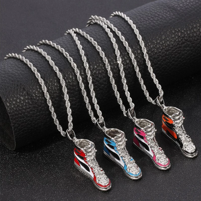 Mini Hip-Hop Sneaker Pendant Necklace Cool Collar Fashion Male Street Style Rapper Cute Necklace Christmas Gift For Friend