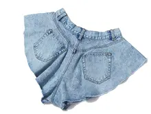 High Waist Ruffle Denim Shorts Women #4