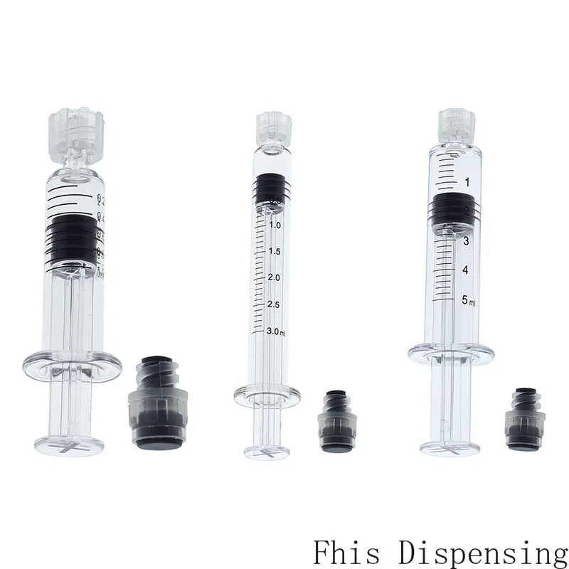 

Wholesale 1ml 3ml 5ml Luer Lock Syringe with Measurement Mark Tip for CBD Oils EJuices Liquids Chemical (Gray Piston) 100 Set