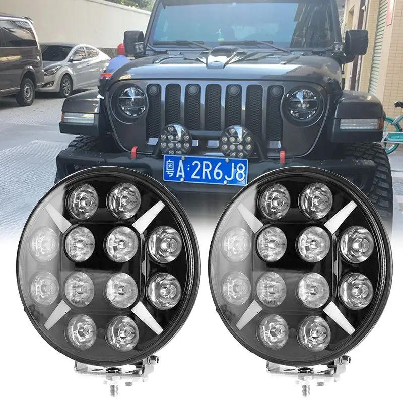 2pcs 9“ Inch Spot Offroad LED Work Light 12V 24V SUV LED Lamp For Jeep Off Road Truck ATV Auto 4WD Pickup 4X4 Car