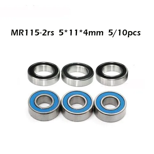 Подшипник MR115RS ABEC-1 (5/10 шт.) 5X11X4 мм Миниатюрные шарикоподшипники MR115-2RS Синий герметичный подшипник MR115 2RS