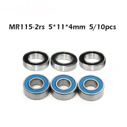 MR115RS Bearing ABEC-1 (5/10PCS) 5X11X4 mm Miniature MR115-2RS Ball Bearings Blue Sealed MR115 2RS Bearing