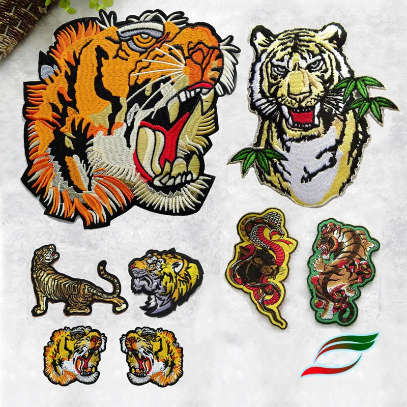 Adhesive cloth stickers B431 embroidery tiger snake dragon tiger fighting mountain tiger clothes patch stickers ironing