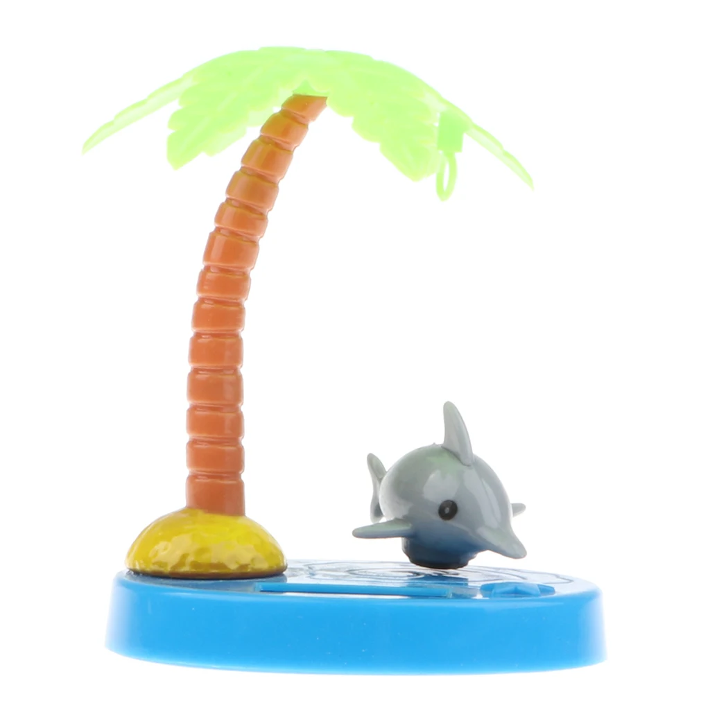 Swing Animal Doll Solar Powered Fish Coconut Palm Model Kids Toy Home Decor