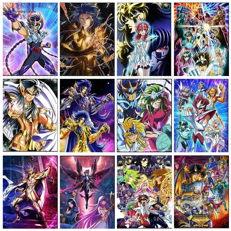 

Japanese Anime Saint Seiya DIY Diamond Painting Mosaic Animation Diamond Embroidery Cross Stitch Kit Full Drill Home Decoration