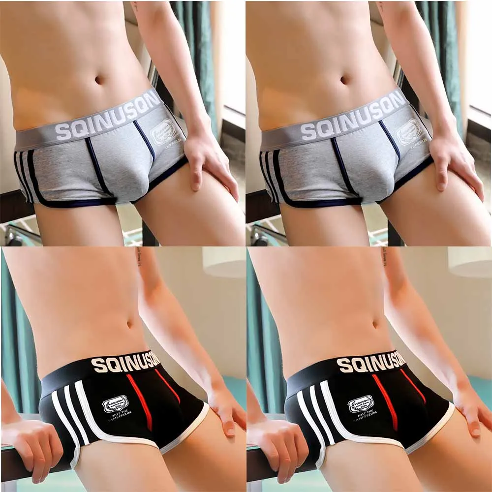 4ピース/ロット男性下着快適なボクサー綿cuecasボクサーメンズボクサー下着u凸男通気性underpant