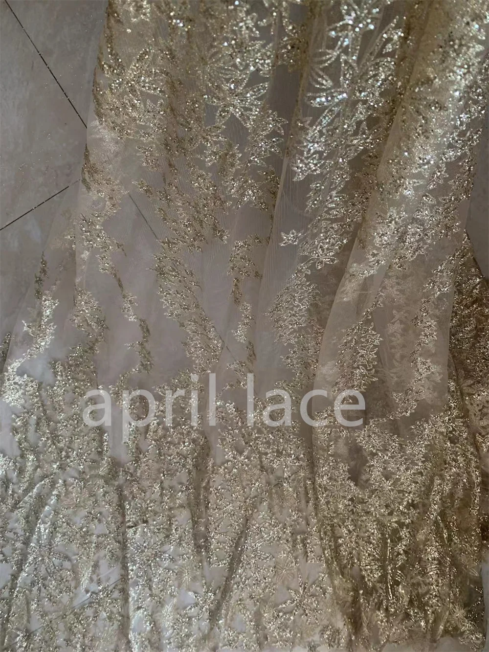 

London African Glitter Haute Couture 5 Yard Tulle Lace Fabric for Fashion Designer /Sawing Wedding Bridal Dress