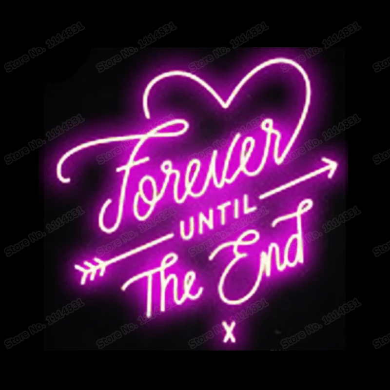 Heart Love Forever Until The End Neon Light Sign Handmade Real Glass Tube Bedroom Wedding Decoration Gift Display Lamp 20