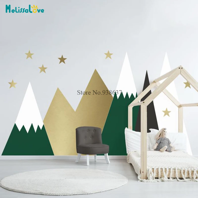 Mountains Decal Baby Room Decal Nursery Toddler Kids Adventure Theme Headboard Removable Vinyl Wall Stickers BB843