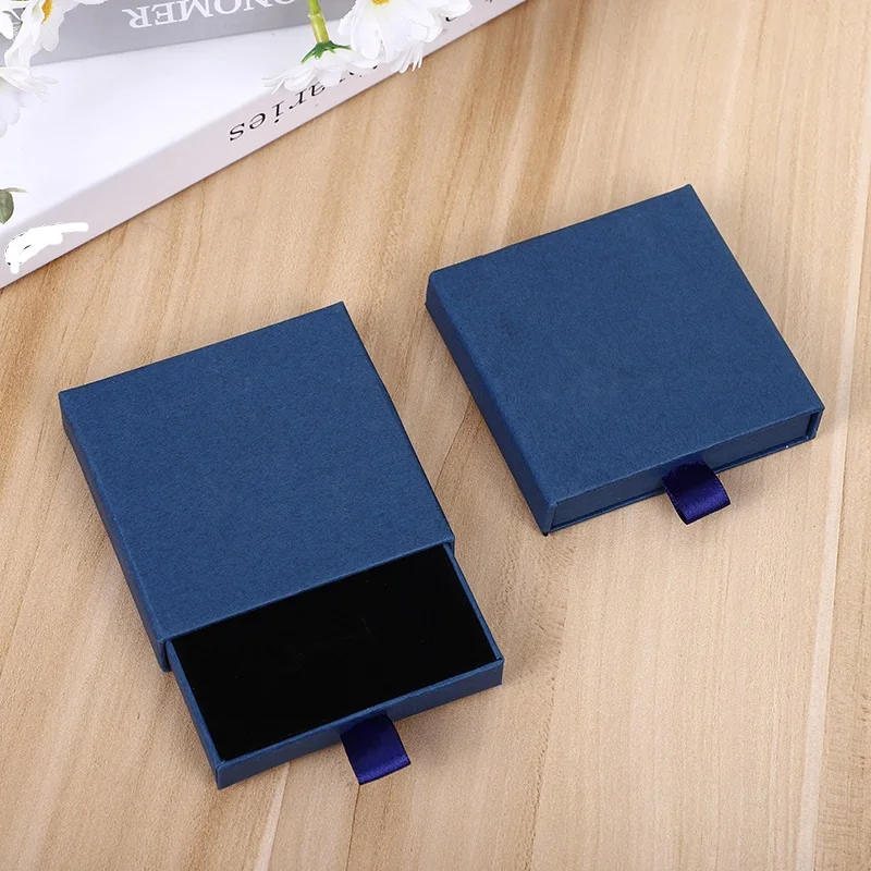 

10pcs Red/White/Black/Pink Kraft Paper Drawer Jewelry Packaging Box Thin Gift Boxes For Necklace Pendant Earrings Storage Case