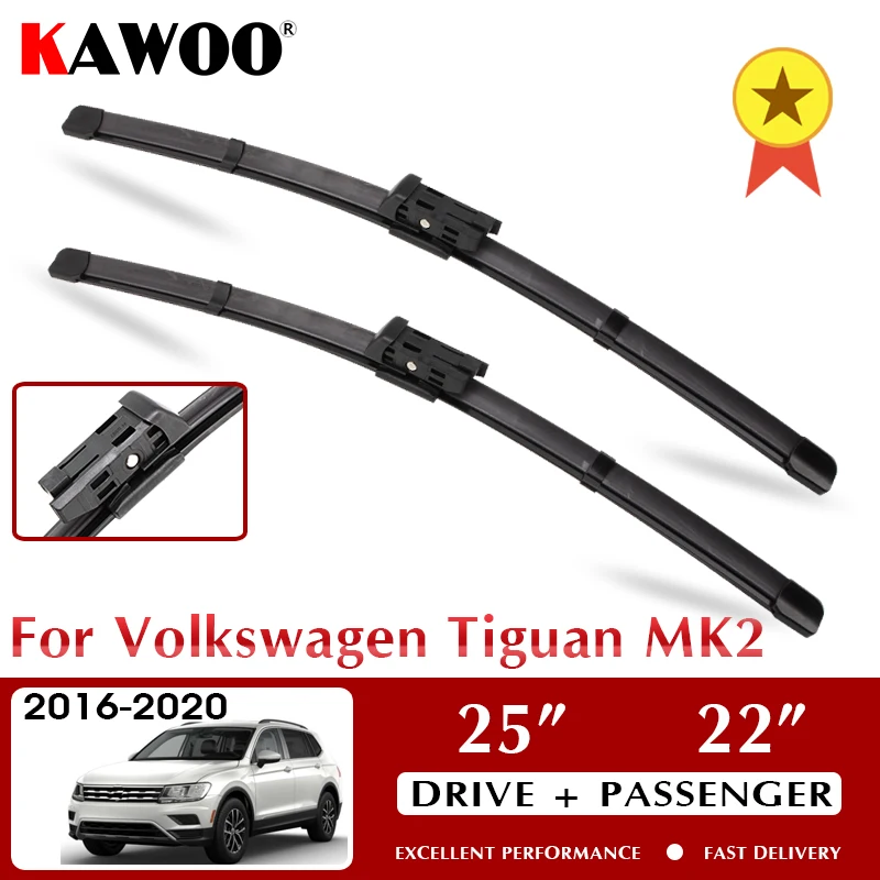 

KAWOO Car Wiper Blade for Volkswagen VW Tiguan Mk1 / Mk2 Fit Push Button Arms Model Year from 2007 to 2020 Windscreen Wipers