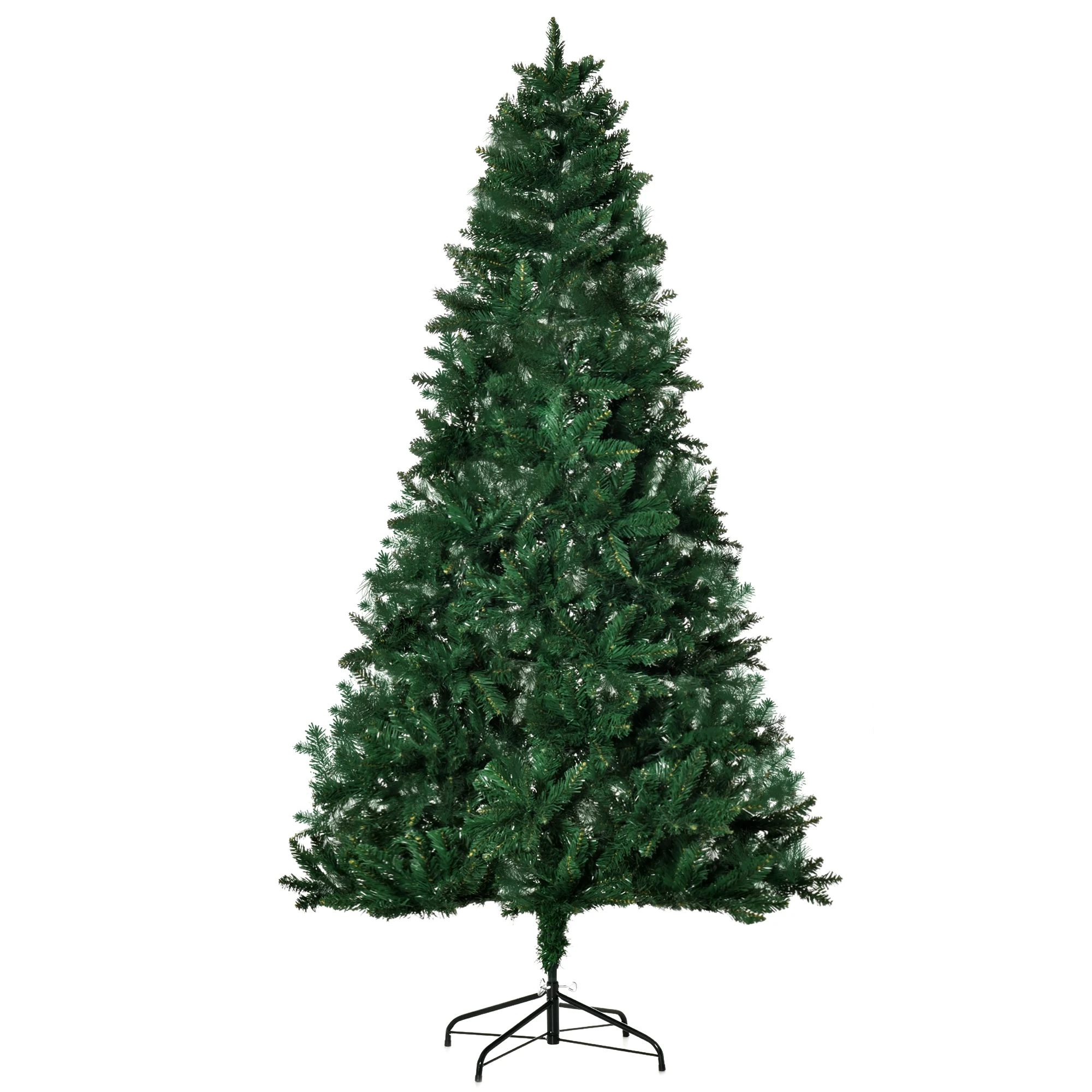 HOMCOM Artificial Christmas tree 210 cm fireproof with 1064 tips PVC Green