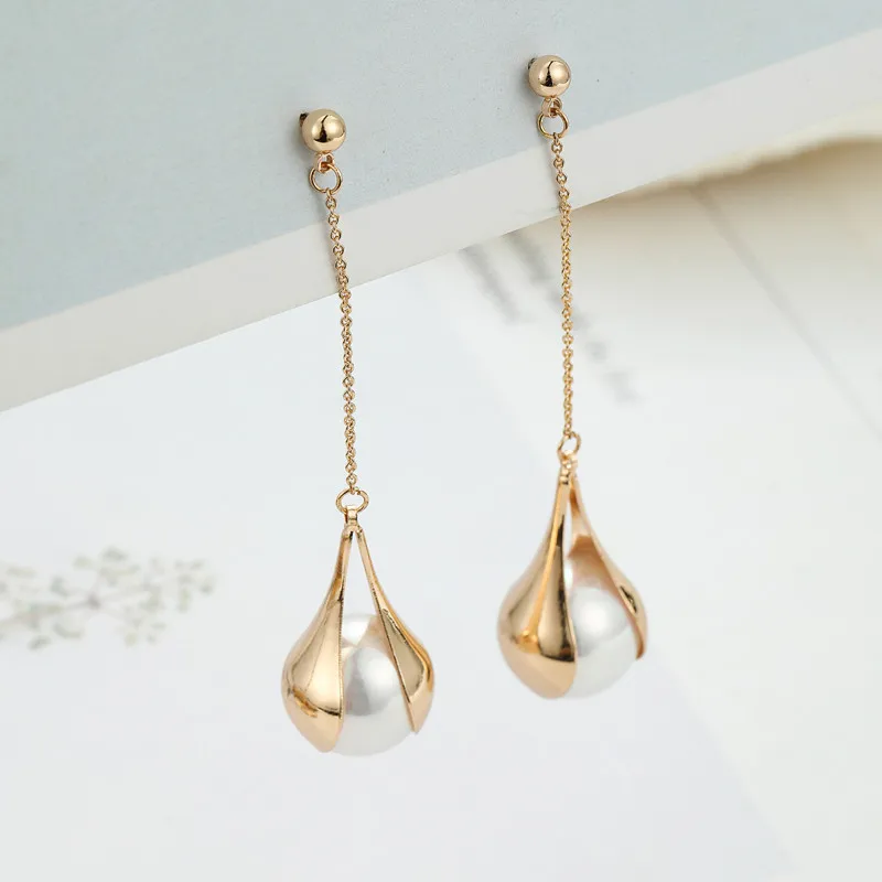 New Long Pearl Earrings for Women Tassel Earrings Simulated Pearl Pendants Dangle Earrings Korean Fashion aretes de mujer