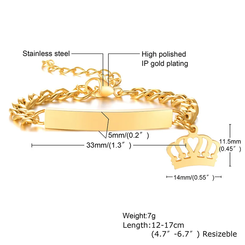 Custom Personalize Cute Name Bracelet, Anti Allergy Stainless Steel Chain Length Adjustable, Special Gifts to Girls Boys