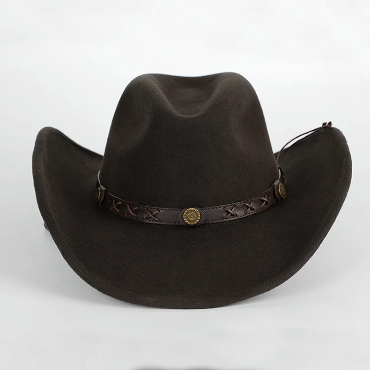 X4007  100% Wool Cowboy Hat Waterproof Anti-wrinkle Western Cowboy Riding Hat Unisex Wool Fedora Hat